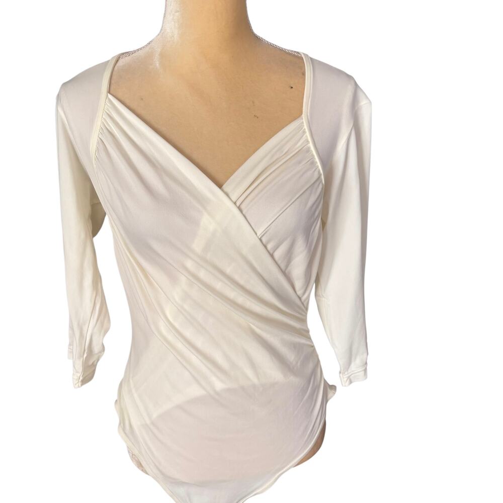 Victorias Secret Gold Label Vintage Bodysuit Size Large Cream Nylon